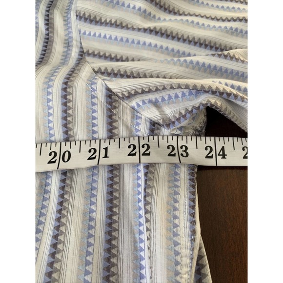 Bugatchi Uomo Shirt Blue‎ Grey Embroidered Thread Flip Cuff Zig Zag Sz L - Picture 6 of 9